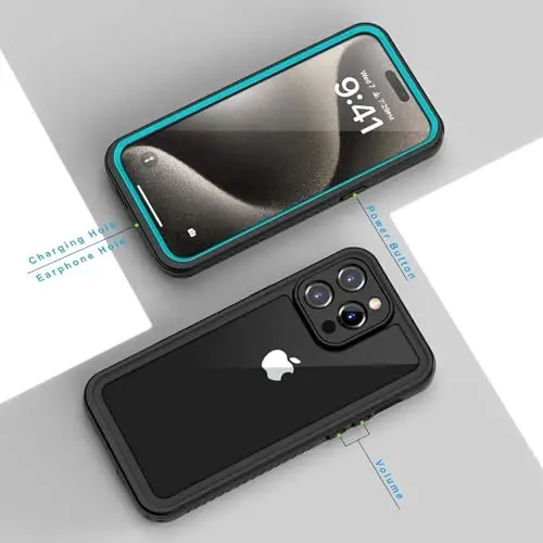 Lanhiem for iPhone 15 Pro Max Case, IP68 Waterproof Dustproof Shockproof Cases with Built-in Screen Protector, 360 Full Body Heavy Duty Rugged Phone Cover for iPhone 15 Pro Max - 6.7 inch (Blue) - 6