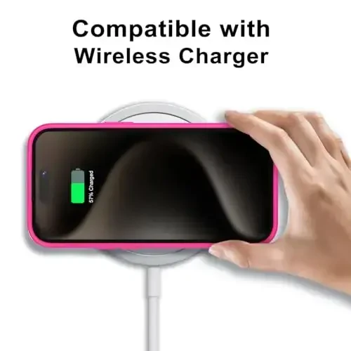 LoeoeL for iPhone 15 Pro Max Case Clear, Transparent Hybrid 15 Pro Max Phone Case [Hard Plastic & Soft Silicone Bumper] Acrylic Non Yellowing Thin Slim Protective Cover for Women, Neon Hot Pink - 11