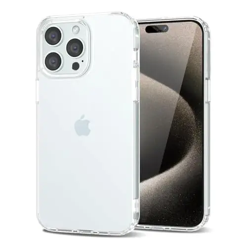 LoeoeL for iPhone 15 Pro Max Case Clear, Transparent Hybrid 15 Pro Max Phone Case [Hard Plastic & Soft Silicone Bumper] Acrylic Non Yellowing Thin Slim Protective Cover for Women, Crystal Clear 