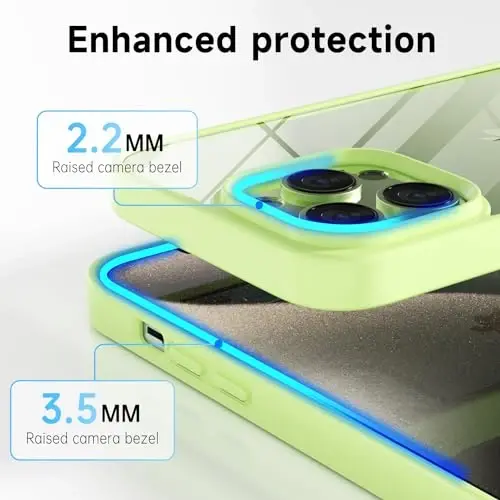 LoeoeL for iPhone 15 Pro Max Case Clear, Transparent Hybrid 15 Pro Max Phone Case [Hard Plastic & Soft Silicone Bumper] Acrylic Non Yellowing Thin Slim Protective Cover for Women, Mint Green - 5