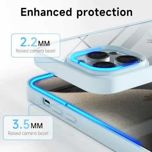 LoeoeL for iPhone 15 Pro Max Case Clear, Transparent Hybrid 15 Pro Max Phone Case [Hard Plastic & Soft Silicone Bumper] Acrylic Non Yellowing Thin Slim Protective Cover for Women, Light Blue - 5
