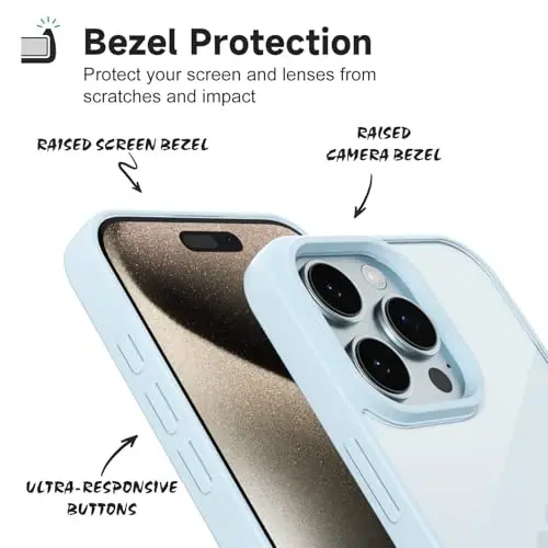 iPhone 15 Pro Max için LoeoeL Kılıfı Şeffaf, Transparan Hibrit 15 Pro Max Telefon Kılıfı [Sert Plastik & Yumuşak Silikon Tampon] Akrilik Sararmayan İnce Koruyucu Kadınlar için Kılıf, Açık Mavi - 4