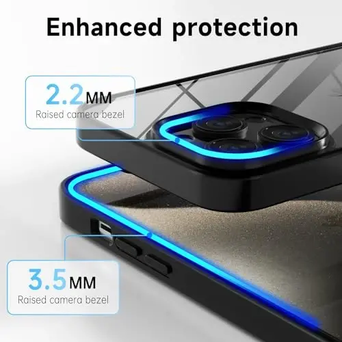 LoeoeL for iPhone 15 Pro Max Case Clear, Transparent Hybrid 15 Pro Max Phone Case [Hard Plastic & Soft Silicone Bumper] Acrylic Non Yellowing Thin Slim Protective Cover for Women, Black - 6