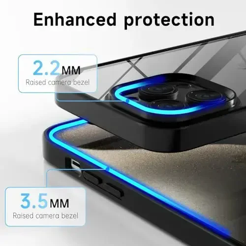 LoeoeL for iPhone 15 Pro Max Case Clear, Transparent Hybrid 15 Pro Max Phone Case [Hard Plastic & Soft Silicone Bumper] Acrylic Non Yellowing Thin Slim Protective Cover for Women, Black - 6