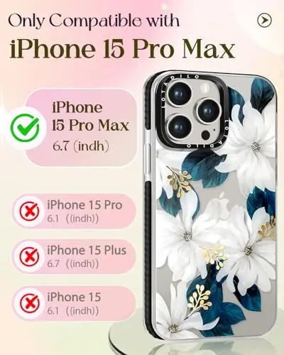 Lotadilo for iPhone 15 Pro Max Case for Women - Cute Kawaii Design Girls Compatible with Magsafe Magnetic Ring Holder Stand Blue Flower Phone Covers Aesthetic Girly TPU Funda for 15 Pro Max - 2