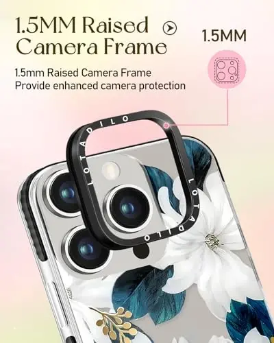 Lotadilo for iPhone 15 Pro Max Case for Women - Cute Kawaii Design Girls Compatible with Magsafe Magnetic Ring Holder Stand Blue Flower Phone Covers Aesthetic Girly TPU Funda for 15 Pro Max - 3