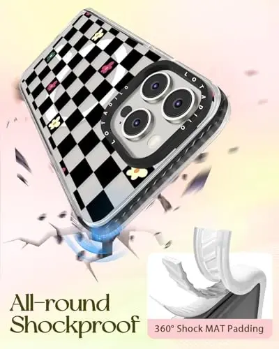 Lotadilo for iPhone 15 Pro Max Case for Women - Cute Kawaii Design Girls Compatible with Magsafe Magnetic Ring Holder Stand Black Flower Phone Covers Aesthetic Girly TPU Funda for 15 Pro Max - 6