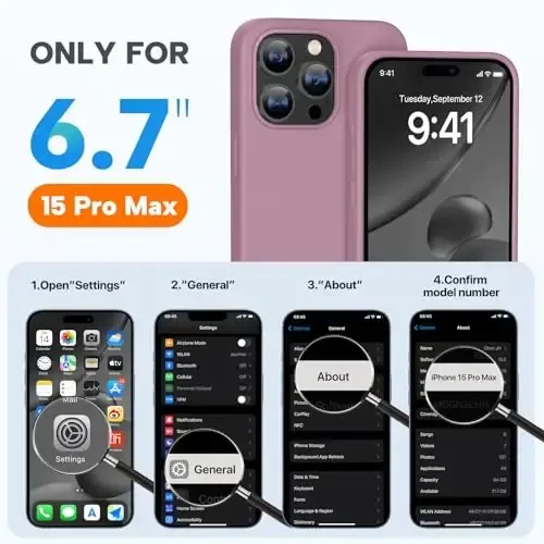 Miracase for iPhone 15 Pro Max Case, [with 2X Screen Protectors], Compatible with MagSafe, Liquid Silicone Case Shockproof Drop Protection Phone Case for 15 Pro Max, Blackcurrant Magnetic - 6