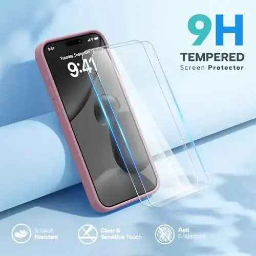 Miracase for iPhone 15 Pro Max Case, [with 2X Screen Protectors], Compatible with MagSafe, Liquid Silicone Case Shockproof Drop Protection Phone Case for 15 Pro Max, Blackcurrant Magnetic - 2