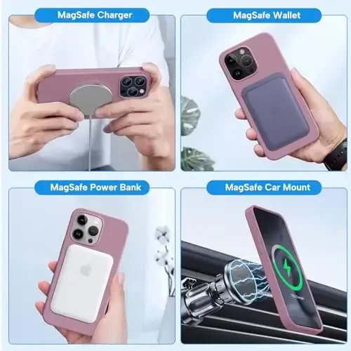 Miracase for iPhone 15 Pro Max Case, [with 2X Screen Protectors], Compatible with MagSafe, Liquid Silicone Case Shockproof Drop Protection Phone Case for 15 Pro Max, Blackcurrant Magnetic - 5