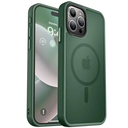 MOCCA Strong Magnetic for iPhone 15 Pro Max Case, [Compatible with Magsafe][13FT Military Drop Protection] Slim Translucent Matte Shockproof Case for iPhone 15 ProMax Case 6.7'', Midnight Green - 1