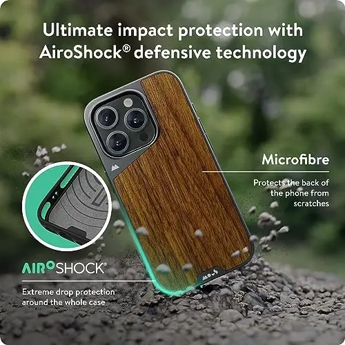 Mous Case for iPhone 15 Pro Max MagSafe Compatible - Limitless 5.0 - Walnut - Protective iPhone 15 Pro Max Case - Shockproof Phone Cover - 3