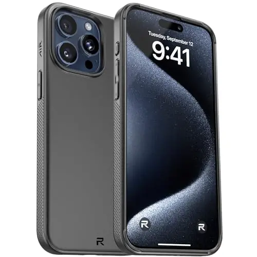 REBEL Air Case for iPhone 15 Pro Max [Air² Series] Strong MagSafe Compatible, Grippy Sides, Slim & Lightweight TPU Cover, Protective Corners, Raised Lens Ring, 6.7 Inch Phone 2024 (Black) - 2