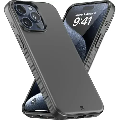 REBEL Air Case for iPhone 15 Pro Max [Air² Series] Strong MagSafe Compatible, Grippy Sides, Slim & Lightweight TPU Cover, Protective Corners, Raised Lens Ring, 6.7 Inch Phone 2024 (Black) - 1