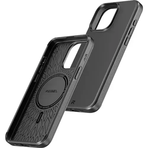 REBEL Air Case for iPhone 15 Pro Max [Air² Series] Strong MagSafe Compatible, Grippy Sides, Slim & Lightweight TPU Cover, Protective Corners, Raised Lens Ring, 6.7 Inch Phone 2024 (Black) - 6