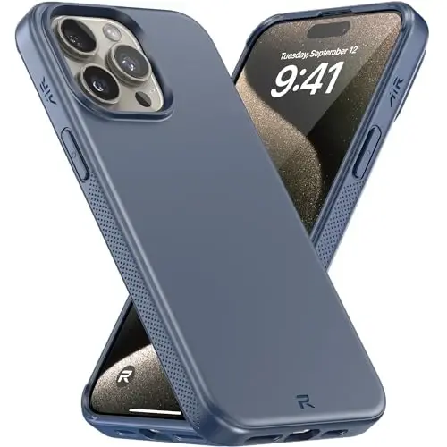 REBEL Air Case for iPhone 15 Pro Max [Air² Series] Strong MagSafe Compatible, Grippy Sides, Slim & Lightweight TPU Cover, Protective Corners, Raised Lens Ring, 6.7 Inch Phone 2024 (Blue) - 1