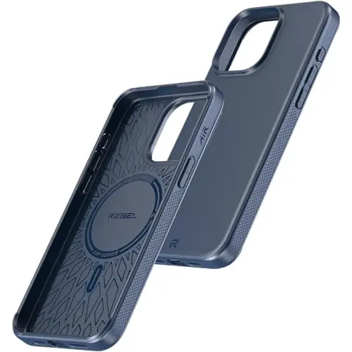 REBEL Air Case for iPhone 15 Pro Max [Air² Series] Strong MagSafe Compatible, Grippy Sides, Slim & Lightweight TPU Cover, Protective Corners, Raised Lens Ring, 6.7 Inch Phone 2024 (Blue) - 6