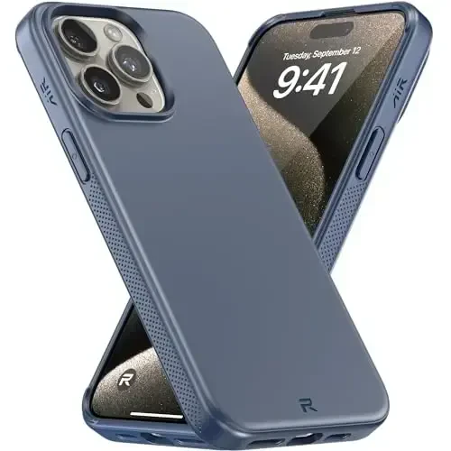 REBEL Air Case for iPhone 15 Pro Max [Air² Series] Strong MagSafe Compatible, Grippy Sides, Slim & Lightweight TPU Cover, Protective Corners, Raised Lens Ring, 6.7 Inch Phone 2024 (Blue) 
