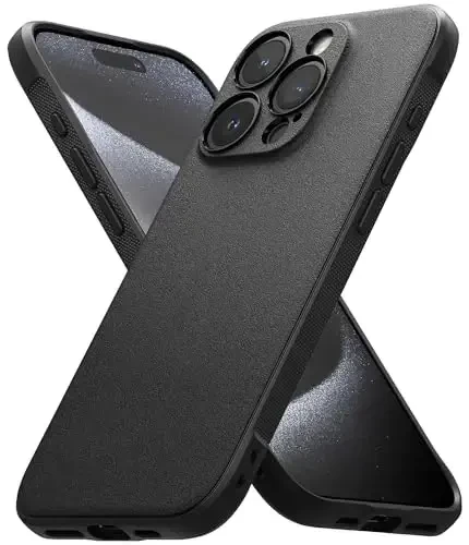 Ringke Onyx for iPhone 15 Pro Max Case, [Feels Good in The Hand] Oil & Dirt Resistant, Individual Lens Covers for Cameras, Non-Slip Enhanced Grip Lightweight Cover - Black - RINGKE