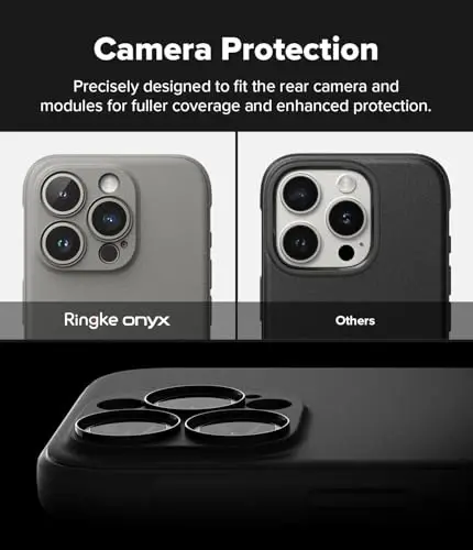 Ringke Onyx for iPhone 15 Pro Max Case, [Feels Good in The Hand] Oil & Dirt Resistant, Individual Lens Covers for Cameras, Non-Slip Enhanced Grip Lightweight Cover - Gray - 3