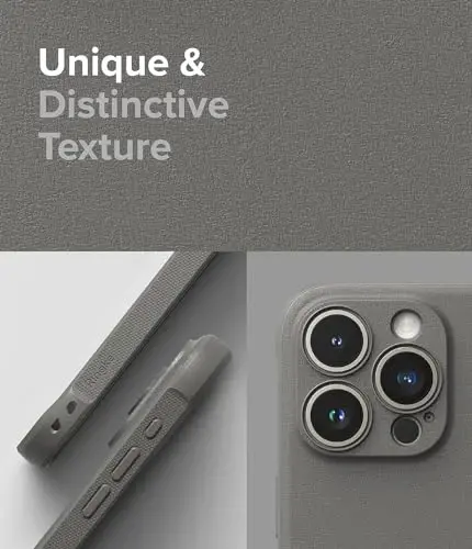 Ringke Onyx for iPhone 15 Pro Max Case, [Feels Good in The Hand] Oil & Dirt Resistant, Individual Lens Covers for Cameras, Non-Slip Enhanced Grip Lightweight Cover - Gray - 4