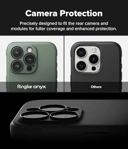 Ringke Onyx for iPhone 15 Pro Max Case, [Feels Good in The Hand] Oil & Dirt Resistant, Individual Lens Covers for Cameras, Non-Slip Enhanced Grip Lightweight Cover - Dark Green - 3