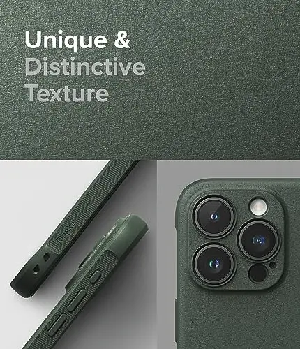 Ringke Onyx for iPhone 15 Pro Max Case, [Feels Good in The Hand] Oil & Dirt Resistant, Individual Lens Covers for Cameras, Non-Slip Enhanced Grip Lightweight Cover - Dark Green - 4
