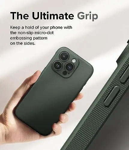 Ringke Onyx for iPhone 15 Pro Max Case, [Feels Good in The Hand] Oil & Dirt Resistant, Individual Lens Covers for Cameras, Non-Slip Enhanced Grip Lightweight Cover - Dark Green - 5