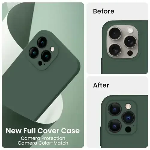 FireNova Designed for iPhone 15 Pro Max Case, Silicone Upgraded [Camera Protection] Phone Case with [2 Screen Protectors], Soft Anti-Scratch Microfiber Lining Inside, 6.7 inch, Alpine Green - 3