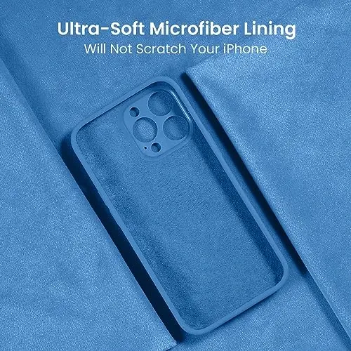 FireNova Designed for iPhone 15 Pro Max Case, Silicone Upgraded [Camera Protection] Phone Case with [2 Screen Protectors], Soft Anti-Scratch Microfiber Lining Inside, 6.7 inch, Blue - 5