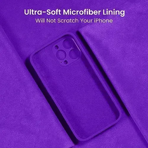 FireNova Designed for iPhone 15 Pro Max Case, Silicone Upgraded [Camera Protection] Phone Case with [2 Screen Protectors], Soft Anti-Scratch Microfiber Lining Inside, 6.7 inch, Neon Purple - 5
