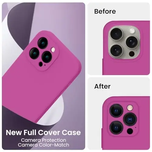 FireNova Designed for iPhone 15 Pro Max Case, Silicone Upgraded [Camera Protection] Phone Case with [2 Screen Protectors], Soft Anti-Scratch Microfiber Lining Inside, 6.7 inch, Shocking Pink - 3