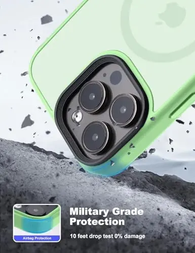 Tigowos for iPhone 15 Pro Max Phone Case Fits MagSafe 10FT Drop Resistant Matte Skin Feeling Back Cover for iPhone 15 Pro Max Case，Matcha Green - TIGOWOS (1)