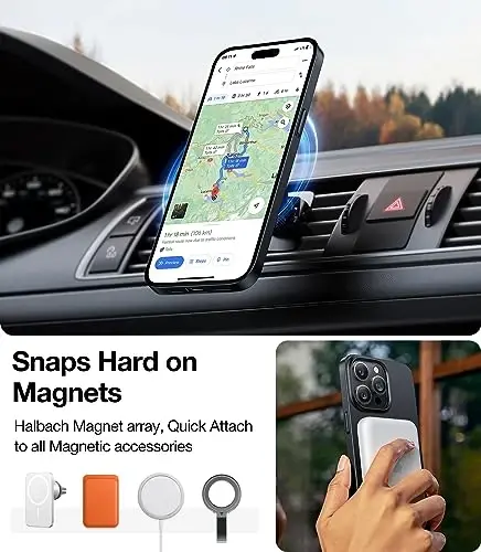 TORRAS Magnetic Slim-Fit for iPhone 15 Pro Max Phone Case, Ultra-Thin 15 ProMax Case Compatible with MagSafe, Matte Hard PC Cover Protective Anti-Fingerprint Anti-Scratch 2023, Black - 4