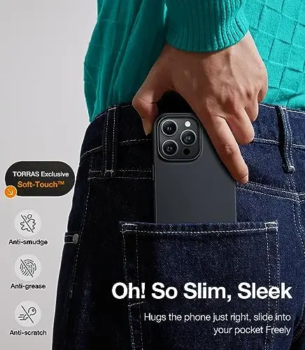 TORRAS Magnetic Slim-Fit for iPhone 15 Pro Max Phone Case, Ultra-Thin 15 ProMax Case Compatible with MagSafe, Matte Hard PC Cover Protective Anti-Fingerprint Anti-Scratch 2023, Black - 5