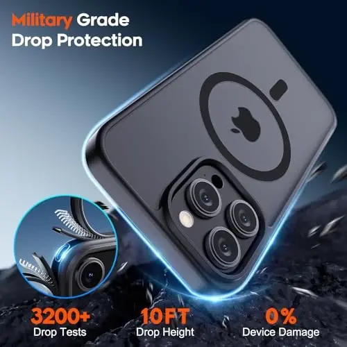 zapica Magnetic for iPhone 15 Pro Max Case, [Compatible with MagSafe] [Military Grade Drop Protection] Translucent Matte Shockproof Anti-Scratch Phone Case for Women and Men, Black - 5
