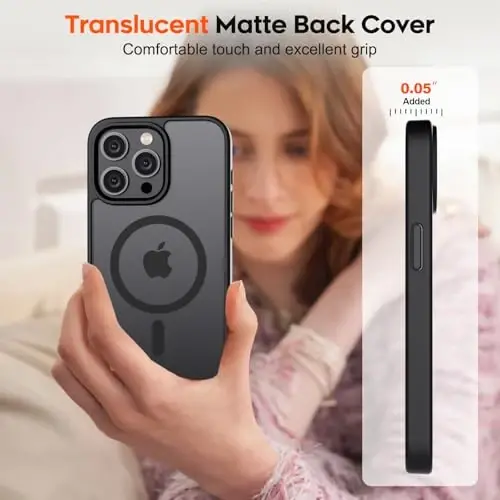 zapica Magnetic for iPhone 15 Pro Max Case, [Compatible with MagSafe] [Military Grade Drop Protection] Translucent Matte Shockproof Anti-Scratch Phone Case for Women and Men, Black - 7