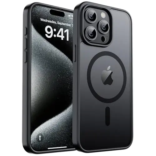 zapica Magnetic for iPhone 15 Pro Max Case, [Compatible with MagSafe] [Military Grade Drop Protection] Translucent Matte Shockproof Anti-Scratch Phone Case for Women and Men, Black 