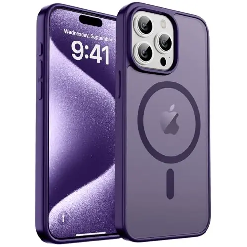 zapica Magnetic for iPhone 15 Pro Max Case, Dark Purple | Compatible with MagSafe, Military Grade Drop Protection, Translucent Matte Anti-Scratch Phone Cover - 1