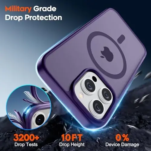 zapica Magnetic for iPhone 15 Pro Max Case, Dark Purple | Compatible with MagSafe, Military Grade Drop Protection, Translucent Matte Anti-Scratch Phone Cover - 5