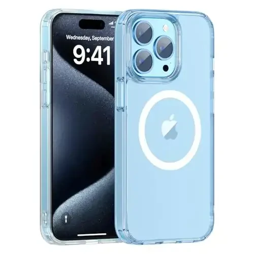 zapica Magnetic for iPhone 15 Pro Max Case, [Crystal Clear Not Yellowing] [Compatible with MagSafe] [Military Drop Protection] Non-Slip Shockproof Anti-Scratch Phone Case, Clear - ZAPICA