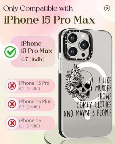 iPhone 15 Pro Max Kadın Kılıfı için Lotadilo - Sevimli Kawaii Tasarımlı Kızlar Magsafe Manyetik Yüzük Tutucu Standlı Kurukafa İskelet Telefon Kılıfları Estetik Kız TPU Funda 15 Pro Max için - 7