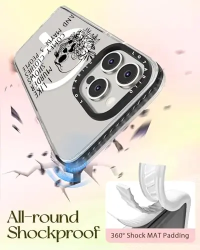 iPhone 15 Pro Max Kadın Kılıfı için Lotadilo - Sevimli Kawaii Tasarımlı Kızlar Magsafe Manyetik Yüzük Tutucu Standlı Kurukafa İskelet Telefon Kılıfları Estetik Kız TPU Funda 15 Pro Max için - 6