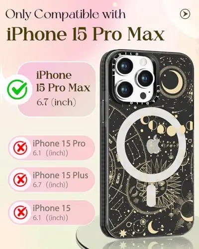 iPhone 15 Pro Max Kadınlar için Lotadilo Kılıfı - Kızlar için Sevimli Tasarım Magsafe Manyetik Yüzük Tutucu Standı ile Uyumlu Ay Güneş Yıldızları Telefon Kılıfları Estetik Kız TPU Funda 15 Pro Max için - LOTADILO (1)