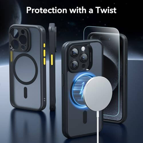 ESR for iPhone 15 Pro Max Case, Translucent Matte Case, Compatible with MagSafe, Military-Grade Protection, Classic Series, Frosted Black - 2