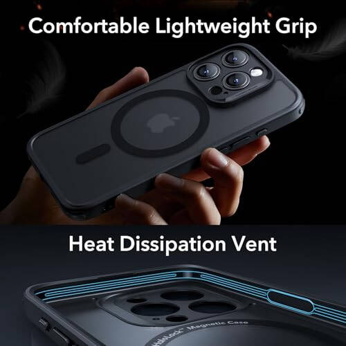 ESR for iPhone 15 Pro Max Case, Translucent Matte Case, Compatible with MagSafe, Military-Grade Protection, Classic Series, Frosted Black - 6