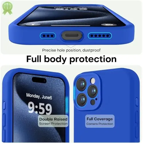 LOVE 3000 Designed for iPhone 15 Pro Max Case, Premium Silicone with [Soft Anti-Scratch Microfiber Lining] Shockproof Protective Phone Case for Men Women Girls 6.7