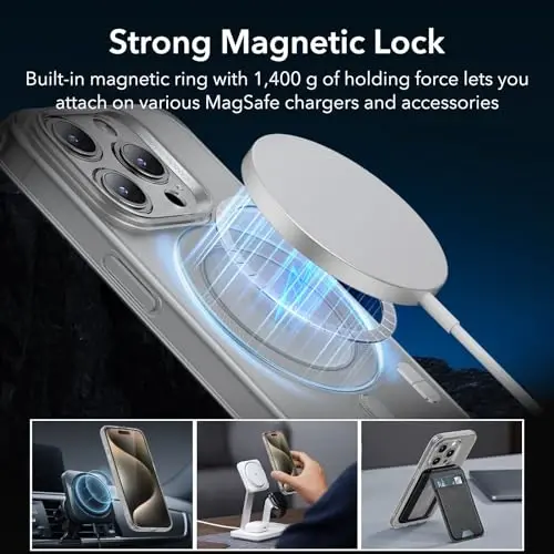 ESR for iPhone 15 Pro Max Case, Compatible with MagSafe, Military-Grade Protection, Resists Yellowing and Scratches, Magnetic Phone Case for iPhone 15 Pro Max, Zero Series, Frosted Grey | Compatible with MagSafe, Slim, Military-Grade Drop Protection, - 5