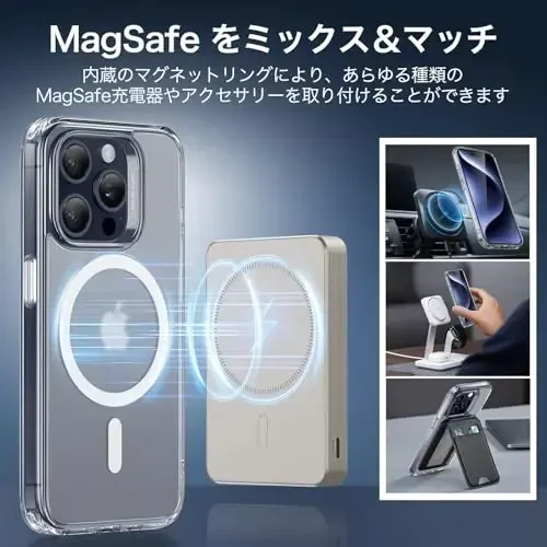 ESR for iPhone 15 Pro Max Case, Compatible with MagSafe, Military-Grade Protection, Yellowing Resistant, Scratch-Resistant Back, Magnetic Case for iPhone 15 Pro Max, Classic Series, Frosted Clear - 5