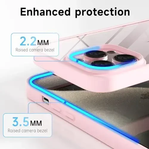 LoeoeL for iPhone 15 Pro Max Case Clear, Transparent Hybrid 15 Pro Max Phone Case [Hard Plastic & Soft Silicone Bumper] Acrylic Non Yellowing Thin Slim Protective Cover for Women, Light Pink - 5